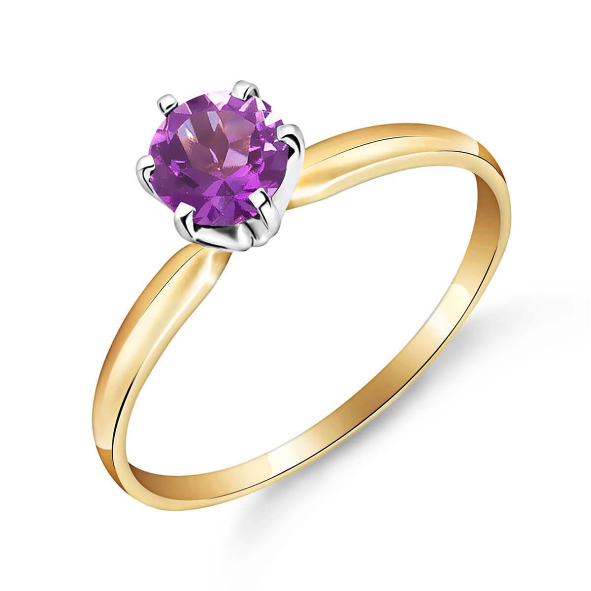 0.65 Carat 14K Solid Yellow Gold Solitaire Ring Natural Purple Amethyst