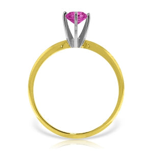 0.65 Carat 14K Solid Yellow Gold Solitaire Ring Natural Pink Topaz