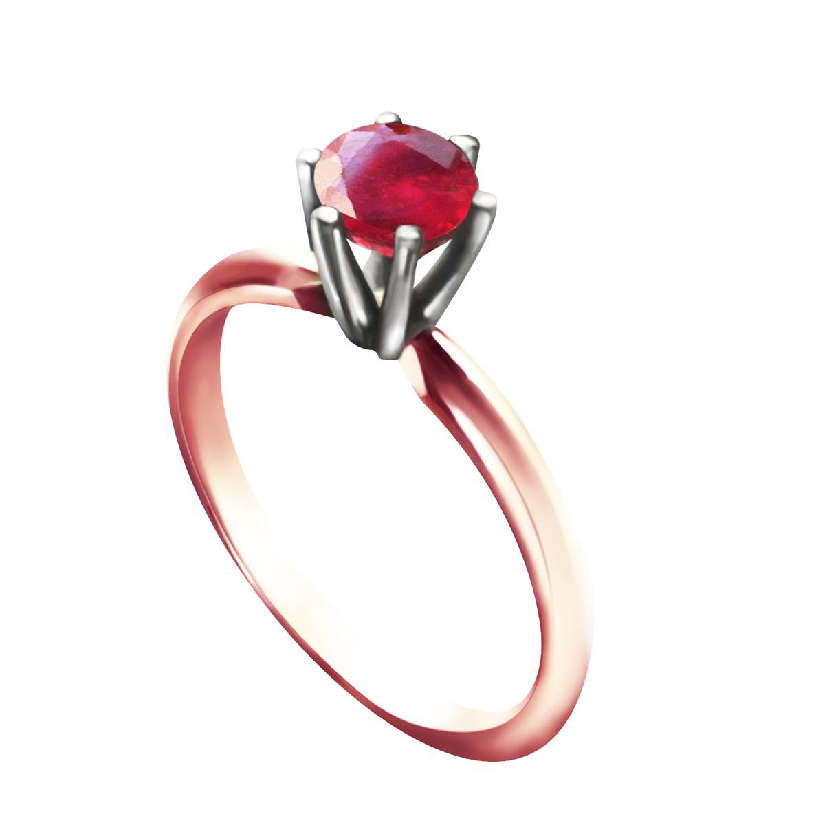 14K Solid Rose Gold Solitaire Ring Natural Ruby Certified