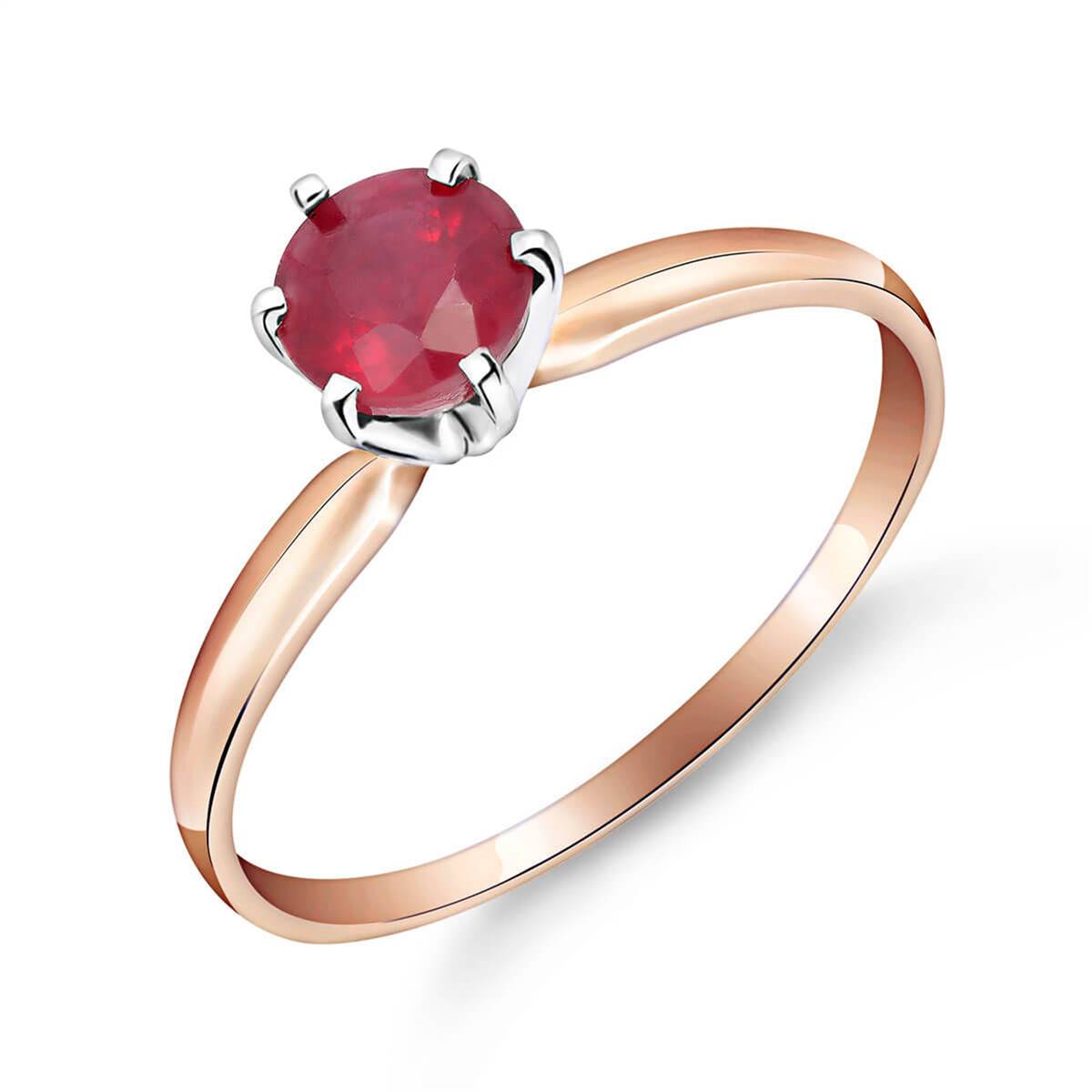 14K Solid Rose Gold Solitaire Ring Natural Ruby Certified