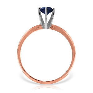 14K Solid Rose Gold Solitaire Ring w/ Natural Sapphire
