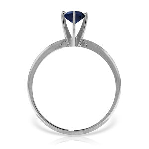 0.65 Carat 14K Solid White Gold Solitaire Ring Natural Sapphire
