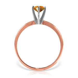 14K Solid Rose Gold Solitaire Ring Natural Citrine