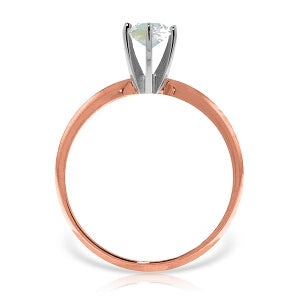 14K Solid Rose Gold Solitaire Ring w/ Natural Aquamarine