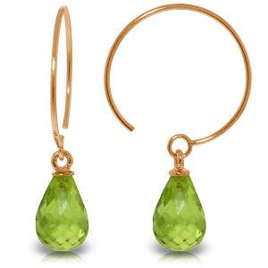 14K Solid Rose Gold Circle Wire Earrings w/ Peridots