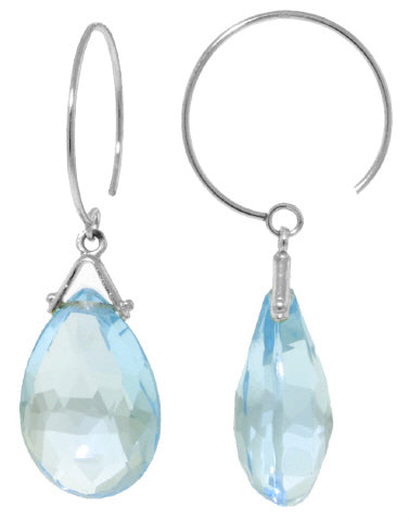 10.2 Carat 14K Solid Yellow Gold Circle Wire Earrings Blue Topaz