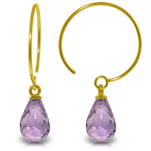 1.35 Carat 14K Solid Yellow Gold Circle Wire Earrings Amethyst