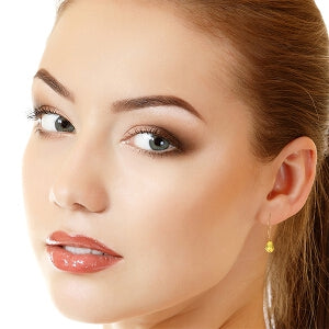 14K Solid Rose Gold Circle Wire Earrings w/ Citrines