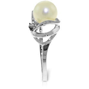 2.02 Carat 14K Solid White Gold Lara's World Pearl Diamond Ring