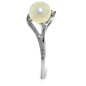 2.02 Carat 14K Solid White Gold Lara's World Pearl Diamond Ring