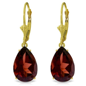 10 Carat 14K Solid Yellow Gold Leverback Earrings Natural Garnet