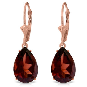 14K Solid Rose Gold Leverback Earrings Natural Garnet