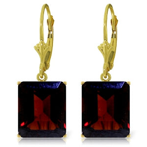 13 Carat 14K Solid Yellow Gold Leverback Earrings Garnet