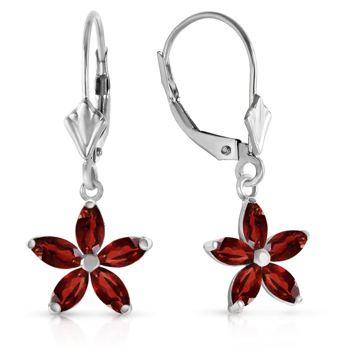 2.8 Carat 14K Solid White Gold Will To Love Garnet Earrings