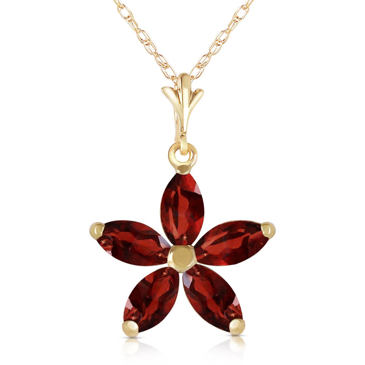 1.4 Carat 14K Solid Yellow Gold Portrait D'une Femme Garnet Necklace