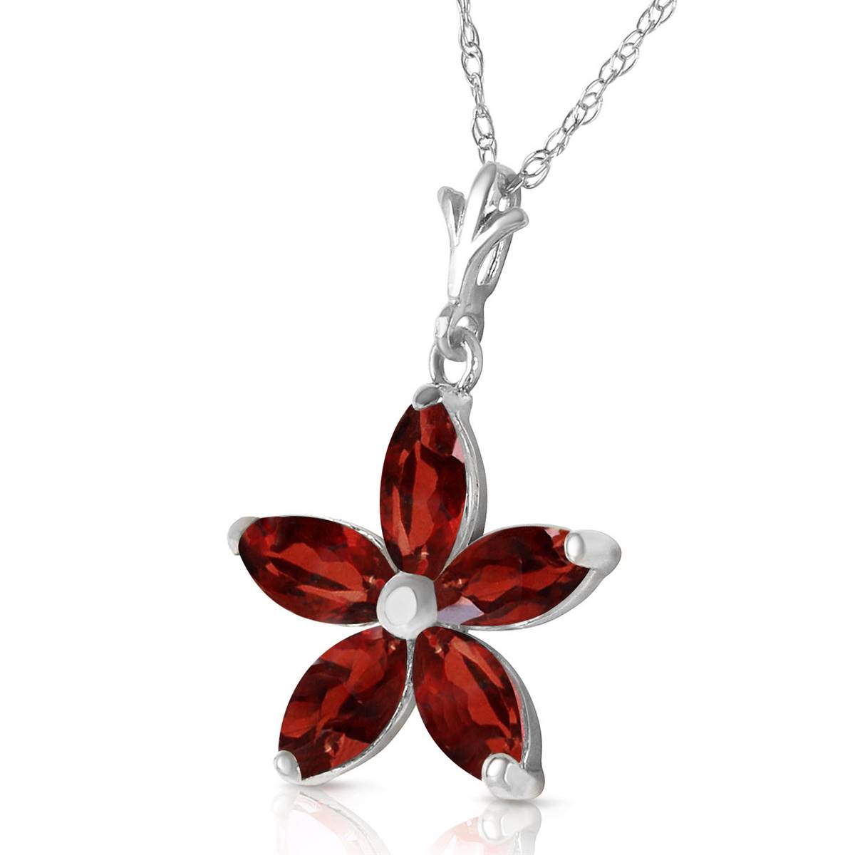 1.4 Carat 14K Solid White Gold Having Once Garnet Necklace