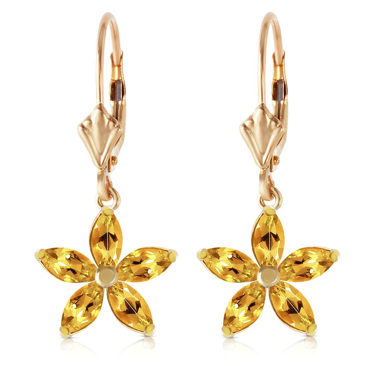 2.8 Carat 14K Solid Yellow Gold Starglow Citrine Earrings