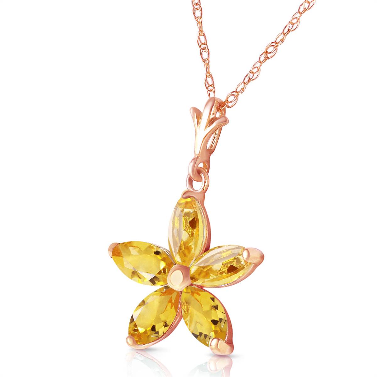 14K Solid Rose Gold Citrine Necklace Deluxe