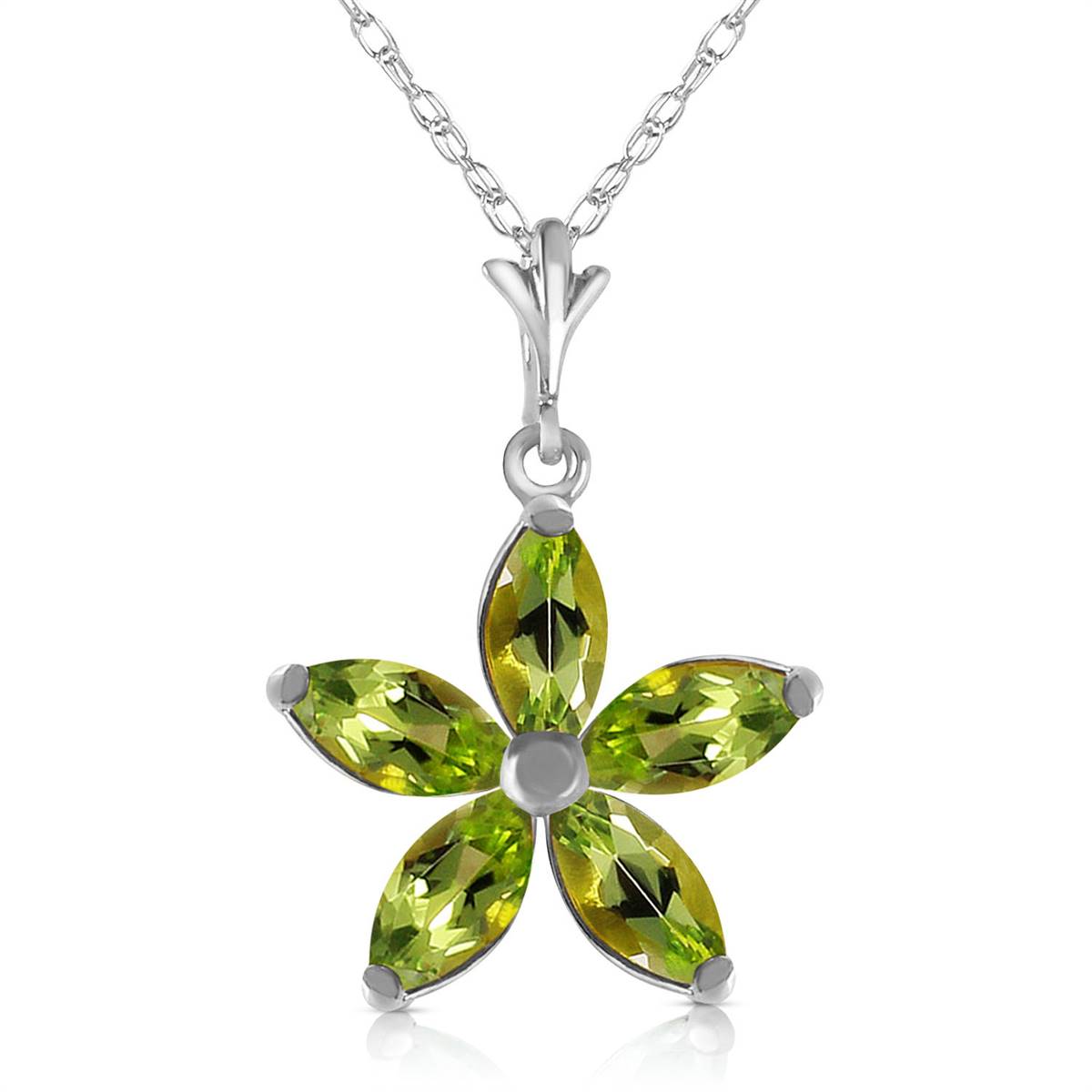 1.4 Carat 14K Solid White Gold La Vie Peridot Necklace