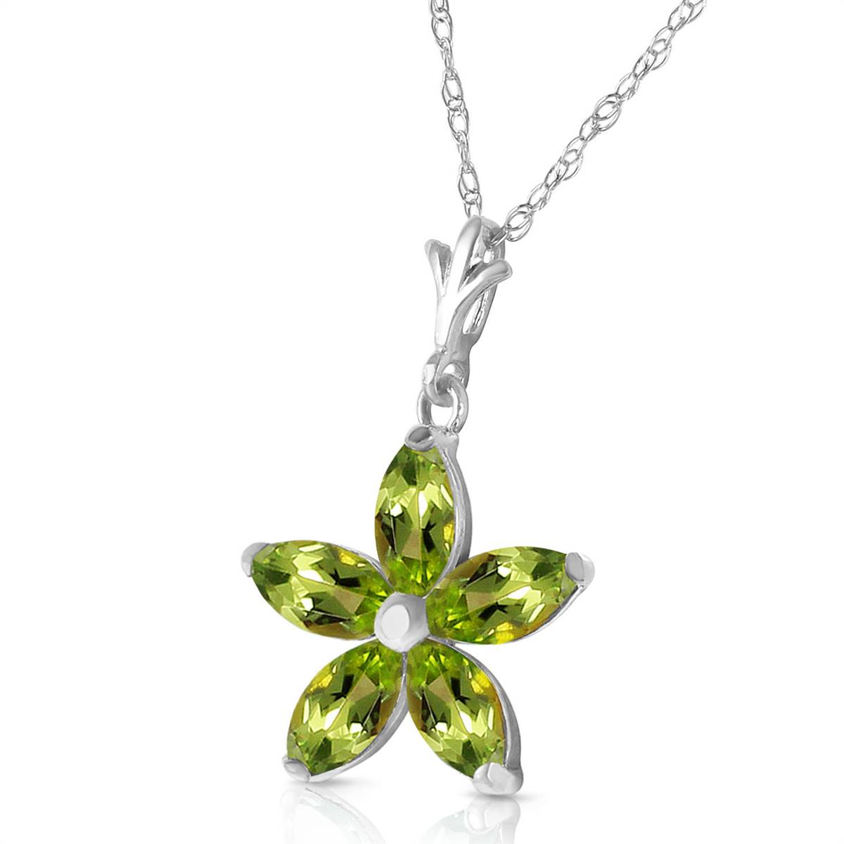 1.4 Carat 14K Solid White Gold La Vie Peridot Necklace