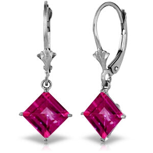 3.2 Carat 14K Solid White Gold Rely On Me Pink Topaz Earrings