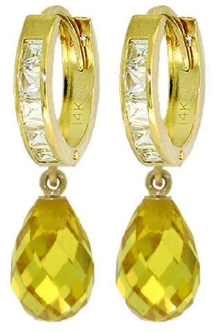 11.1 Carat 14K Solid Yellow Gold Countess Yellow Zirconia Earrings