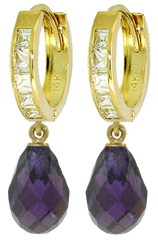 11.1 Carat 14K Solid Yellow Gold Countess Purple Zirconia Earrings