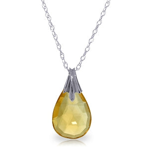 3 Carat 14K Solid White Gold Across The Sun Citrine Necklace