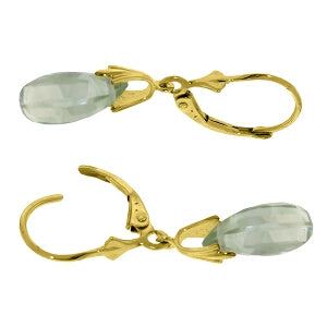 6 Carat 14K Solid Yellow Gold Performance Green Amethyst Earrings