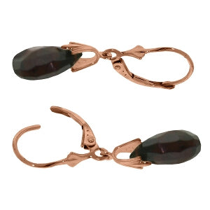 14K Solid Rose Gold Leverback Earrings Garnet