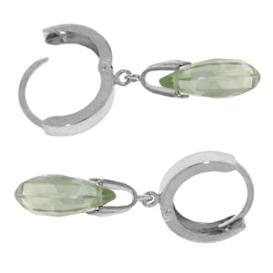 6 Carat 14K Solid Yellow Gold Hoop Earrings Natural Green Amethyst