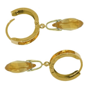 6.85 Carat 14K Solid Yellow Gold Changeling Citrine Earrings
