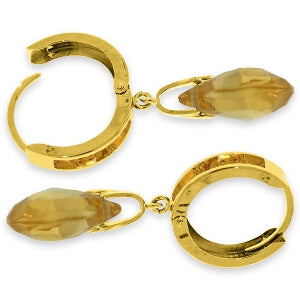 6.85 Carat 14K Solid Yellow Gold Changeling Citrine Earrings