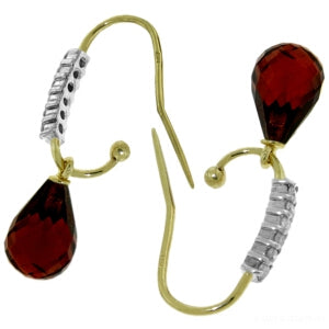 4.68 Carat 14K Solid Yellow Gold Impressions Garnet Diamond Earrings