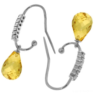 4.68 Carat 14K Solid White Gold Love Frenzy Citrine Diamond Earrings