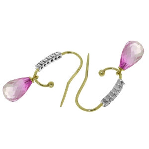 4.68 Carat 14K Solid Yellow Gold Impressions Pink Topaz Diamond Earrings