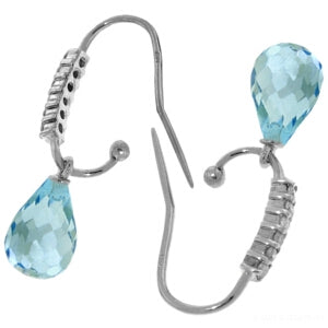 4.68 Carat 14K Solid White Gold Live Beside You Blue Topaz Diamond Earrings