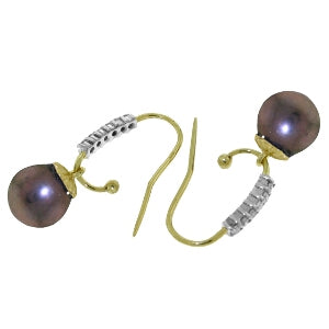 8.18 Carat 14K Solid Yellow Gold Impressions Pearl Diamond Earrings