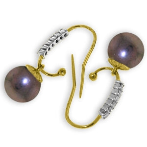 8.18 Carat 14K Solid Yellow Gold Impressions Pearl Diamond Earrings