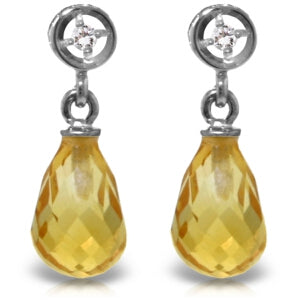 2.73 Carat 14K Solid White Gold Give You Courage Citrine Diamond Earrings