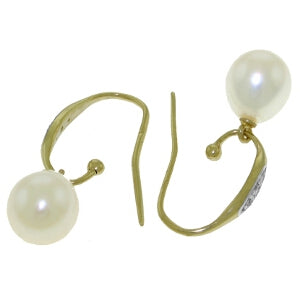 8.05 Carat 14K Solid Yellow Gold Emphasis Pearl Diamond Earrings