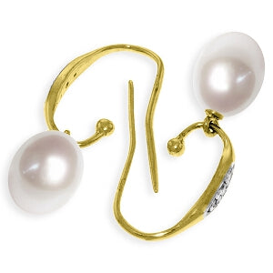 8.05 Carat 14K Solid Yellow Gold Emphasis Pearl Diamond Earrings