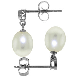 8.03 Carat 14K Solid White Gold Earrings Diamond Pearl