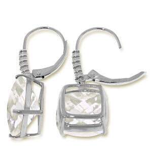 7.35 Carat 14K Solid White Gold Right Crowd White Topaz Diamond Earrings