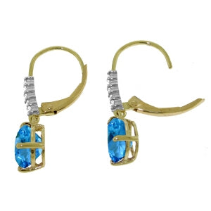 3.15 Carat 14K Solid Yellow Gold Violeta Blue Topaz Diamond Earrings