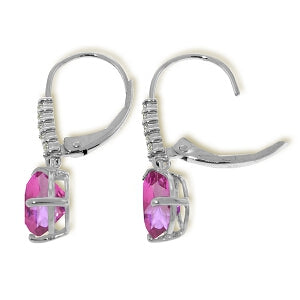 3.15 Carat 14K Solid White Gold Make The Most Pink Topaz Diamond Earrings