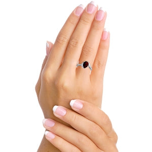 1.52 Carat 14K Solid White Gold Strive To Be Garnet Diamond Ring