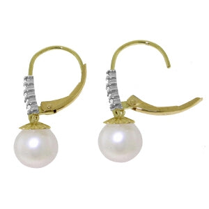 4.15 Carat 14K Solid Yellow Gold Leticia Pearl Diamond Earrings