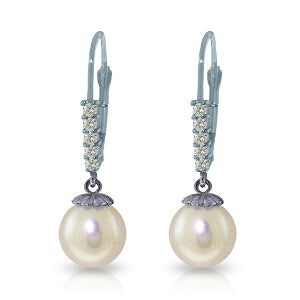 4.15 Carat 14K Solid White Gold Innermost Feelings Pearl Diamond Earrings