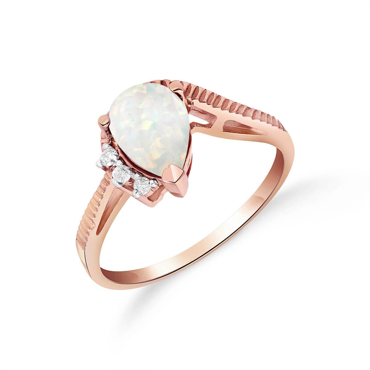 0.79 Carat 14K Solid Rose Gold Azur Opal Diamond Ring